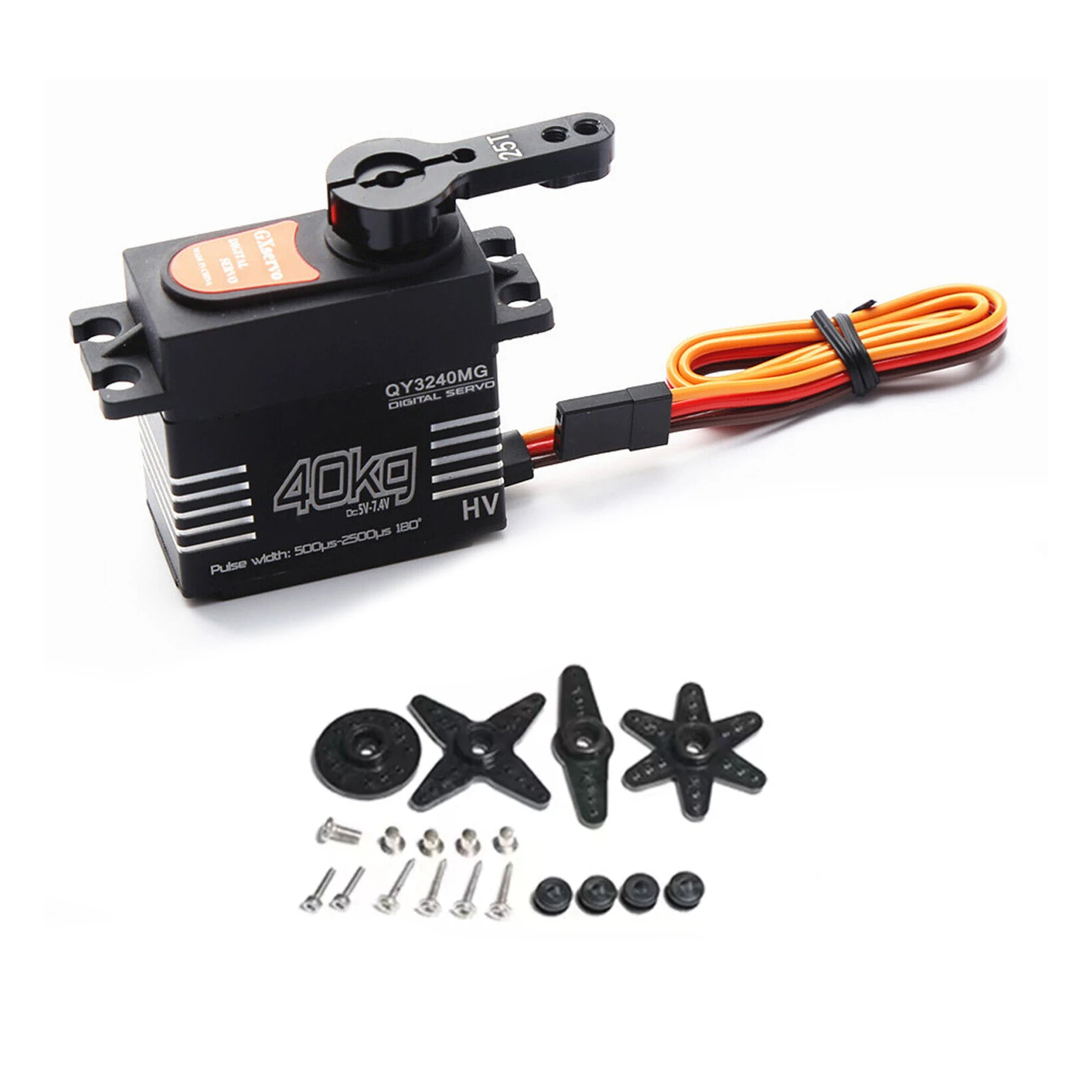 40KG Waterproof High-Speed Digital Servo High Torque Metal Gear With 25T Servo Arm Digital Servo Kit For 1/8 1/10 Scale RC Car