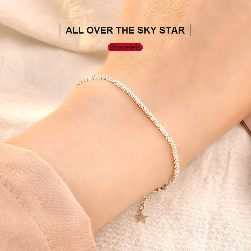 

Hot Sales S925 Pure Silver All Over The Sky Star Bracelets for Women Wedding Fine Jewelry Valentine's Day Anniversary Gift