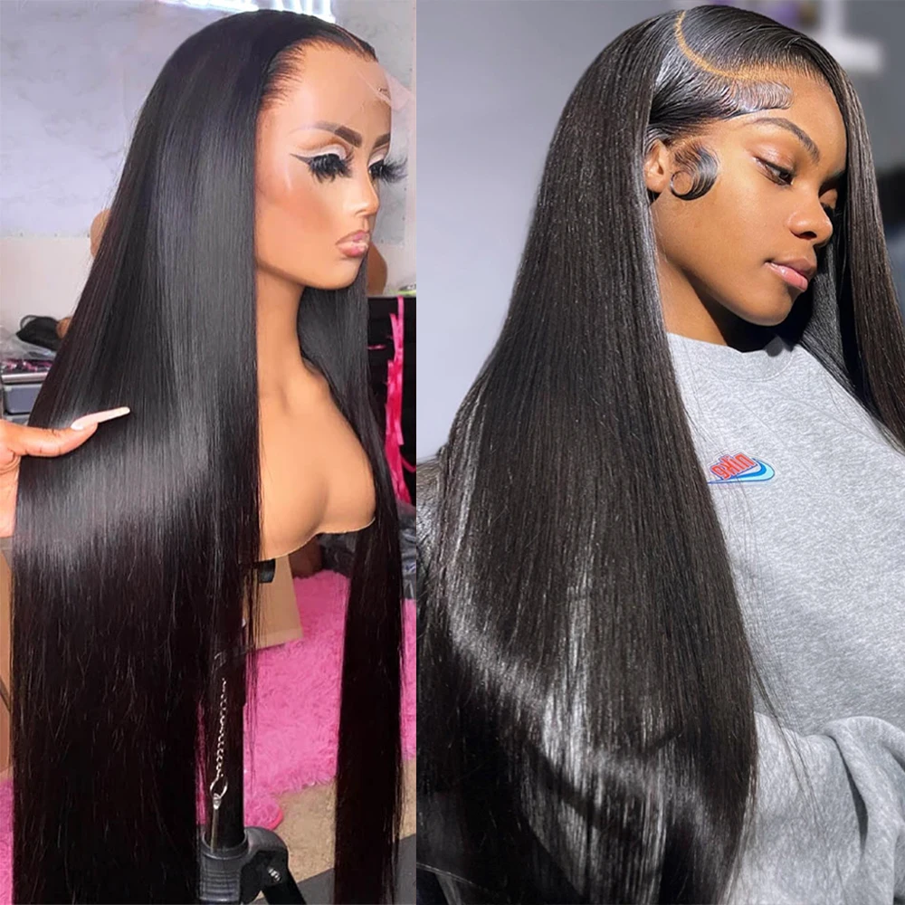 

13x4 Bone Straight Lace Front Wigs Human Hair Brazilian 30 34 Inch Glueless Wig 13x6 Hd Transparent Lace Frontal Wig Pre Plucked