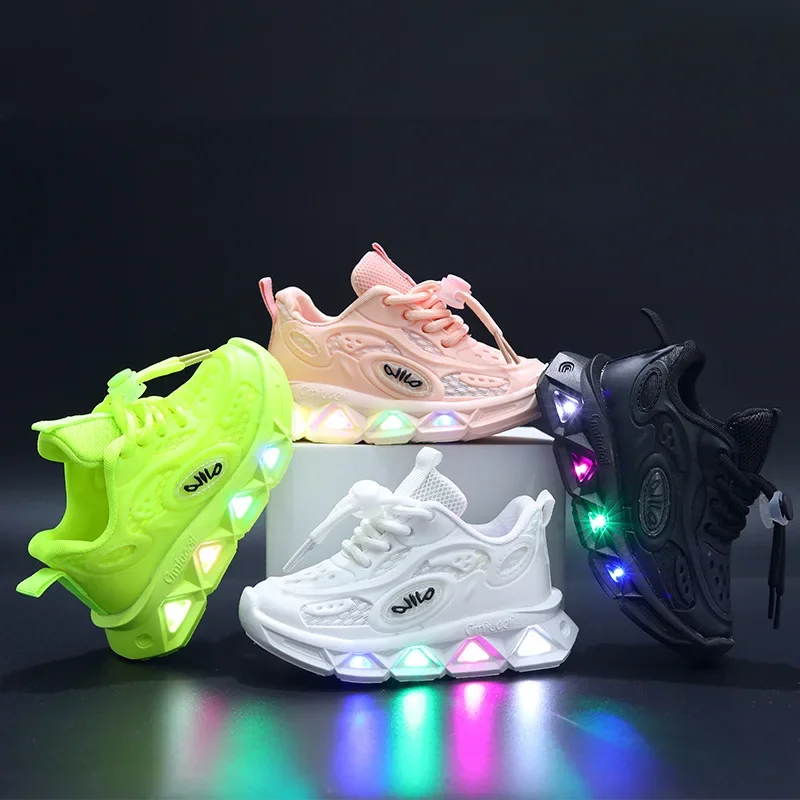 Baby Shoes Light Up Clunky Sneaker Soft Soled Kids Sneakers Spring Autumn Boys and Girls