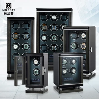 Wooden Automatic Watch Winder 2 4 6 9 12 Watches Storage Box Biometric Shaker With Fingerprint Unlock Clock Case Safe Box