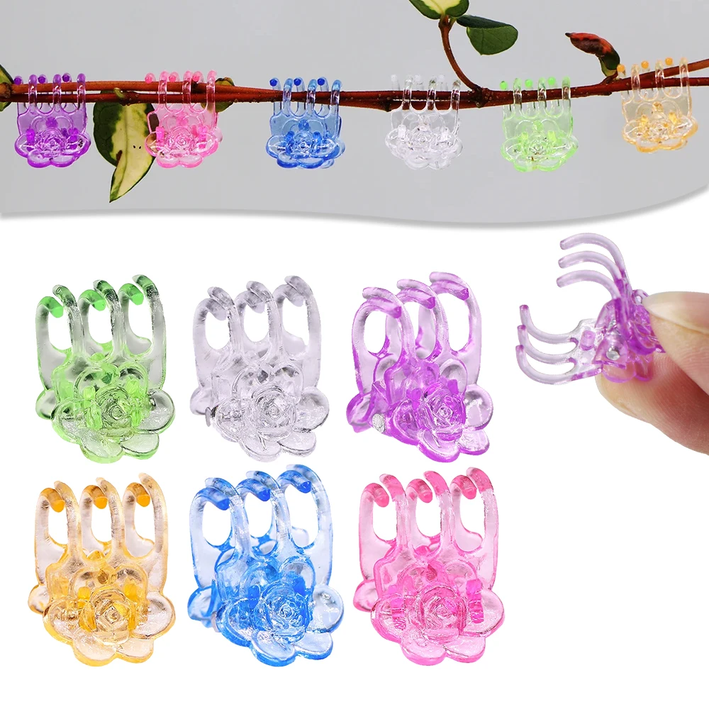 

20-500pcs Plastic Plant Clips 6-color 6-Claw Orchid Flower Support Climbing Vine Stem Clamp Clasp Tied Bundle Branch Garden Tool