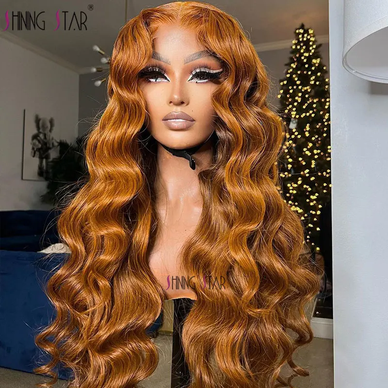 

Ginger Blonde Lace Front Wigs Body Wave 13X4 Hd Lace Frontal Wigs Colored Human Hair Lace Front Wig Transparent Pre plucked