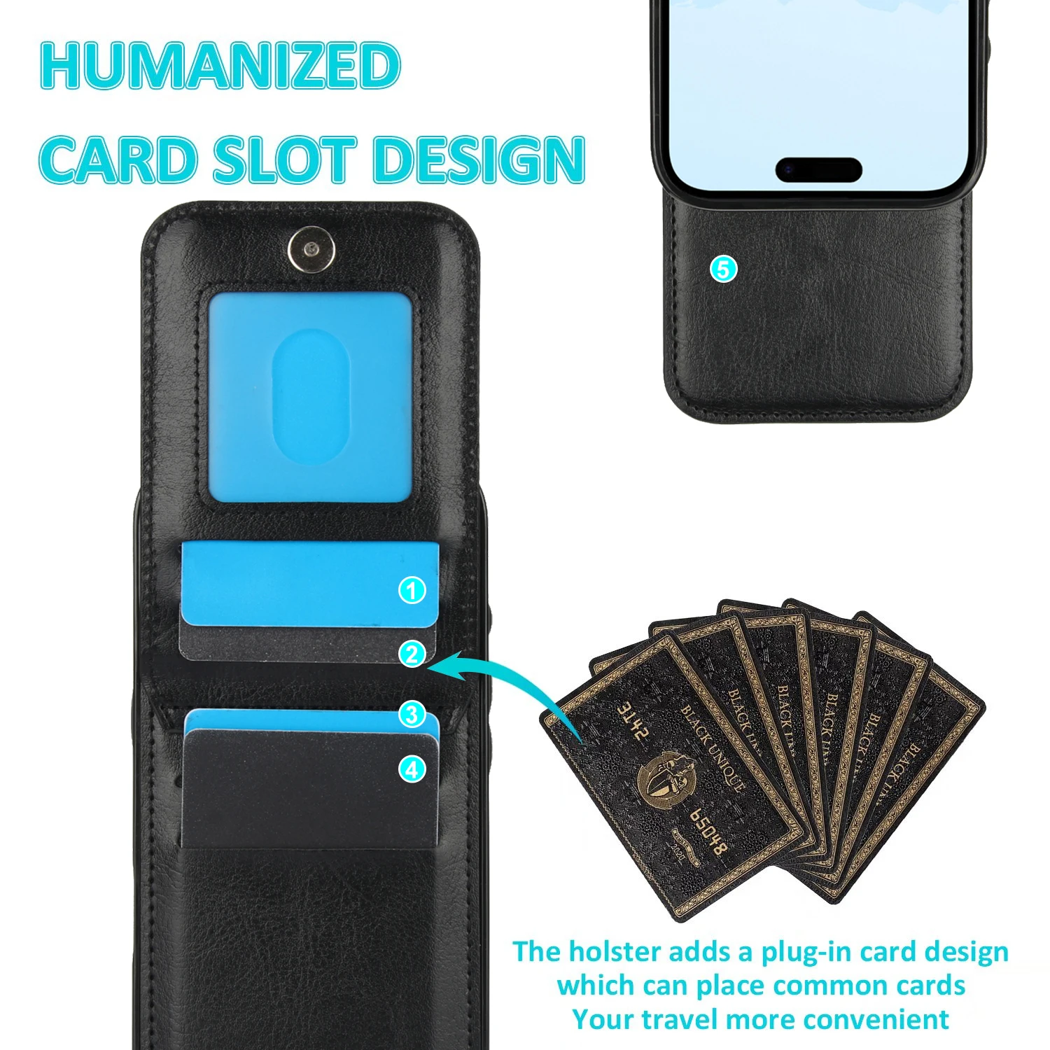 Elegant Leather Phone Case with Card Holder and Stand Feature - Protective Cover