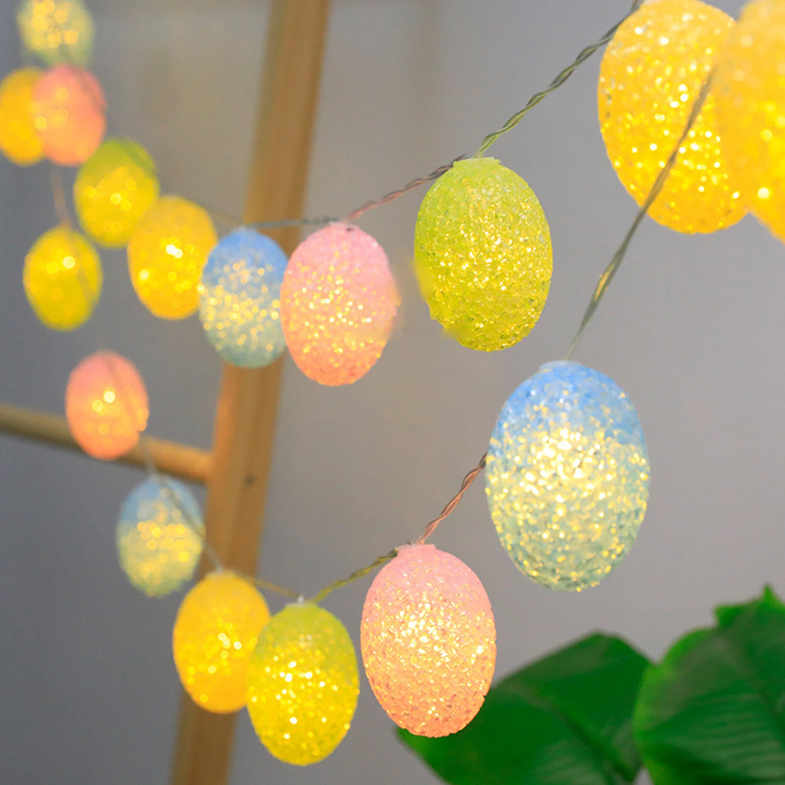 

10 LED Easter Pastel String Lights Waterproof Portable Lights for Tree Upstairs Banister Home Decorations Easter Garden Lighting