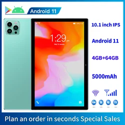 Sauenaneo 10.1 Inch Tablet Android 11 Pc 4GB RAM 64GB ROM 3G Mobile NetworkType-C 5000mAh 18W PD Fast Charging