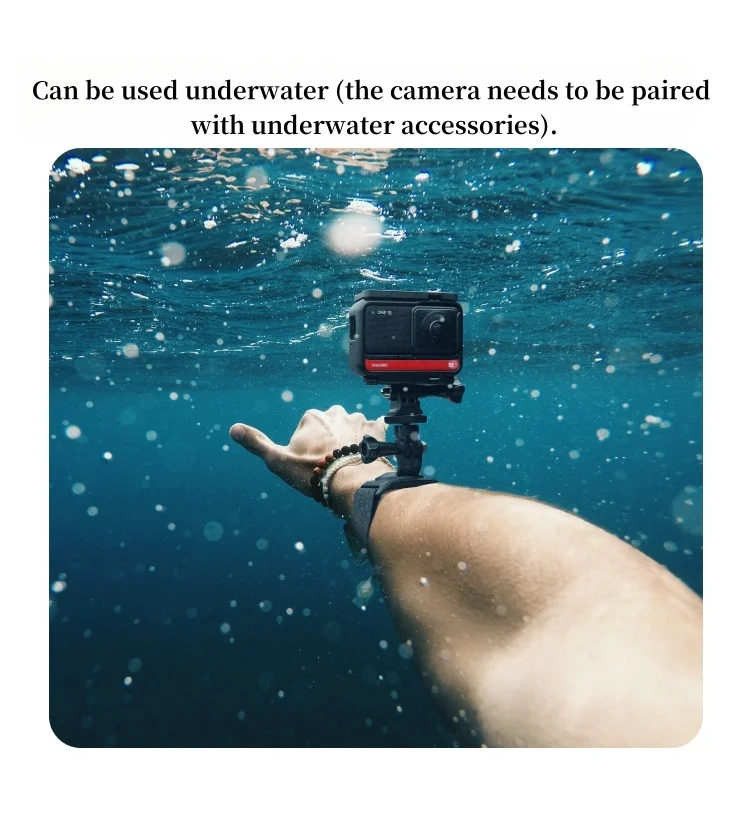Utilisateur portant la dragonne Insta360 au poignet, caméra 360° en action pour des prises de vue dynamiques. Achetez le support dragonne original Insta360 pour caméra 360° - livraison rapide.