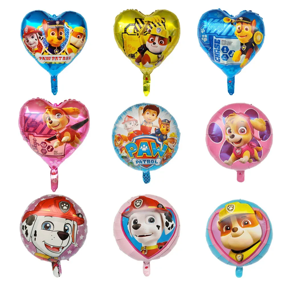 10/50 stücke Paw Patrol Ballon Runde Herz Cartoon Hund Aluminium Film Ballon kinder Geburtstag Party Dekoration Helium globos