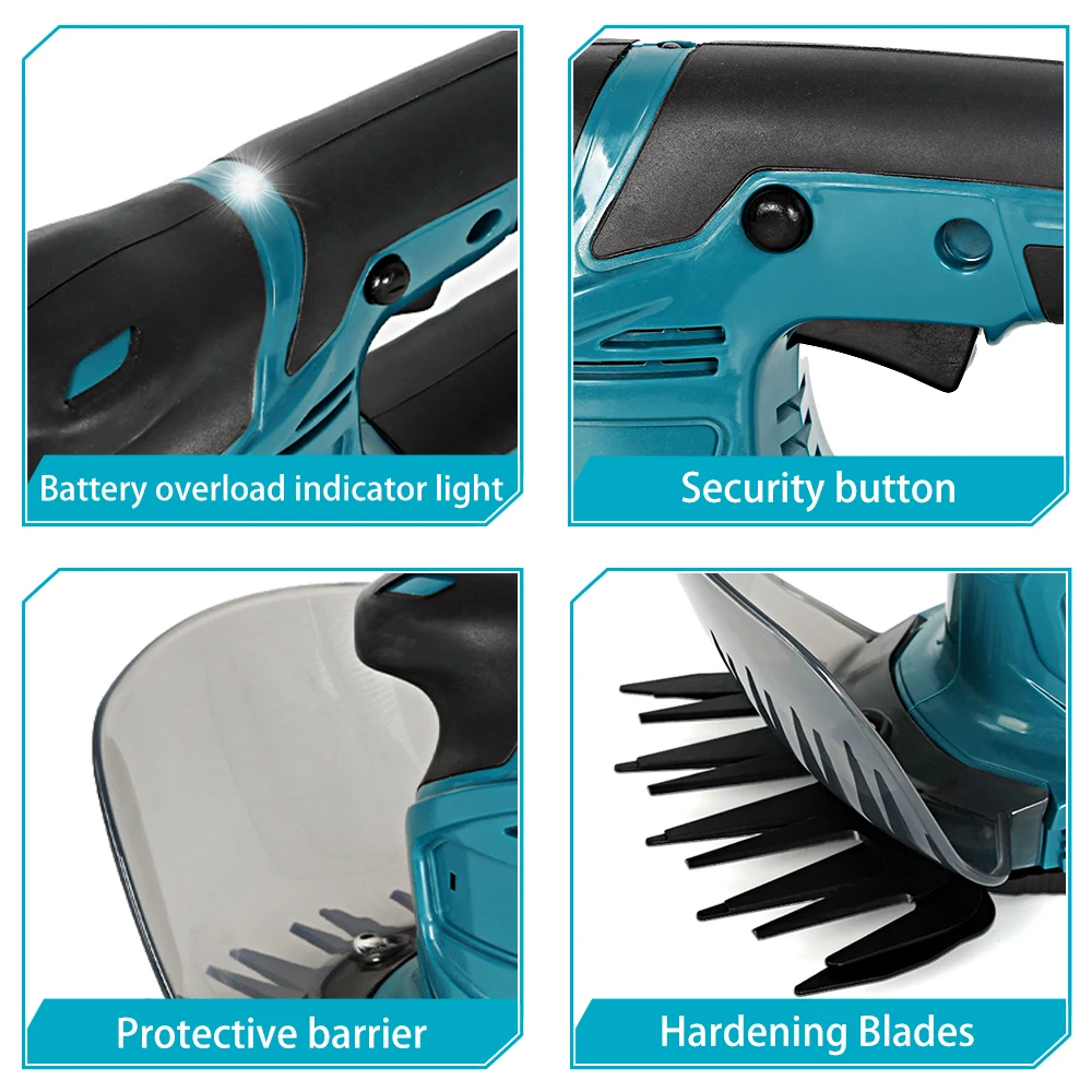 21V Electric Hedge Trimmer 2 IN 1Cordless Rechargeable Household Garden Grass Shrub Scissors Power Tool Fit Makita 18V Battery 3