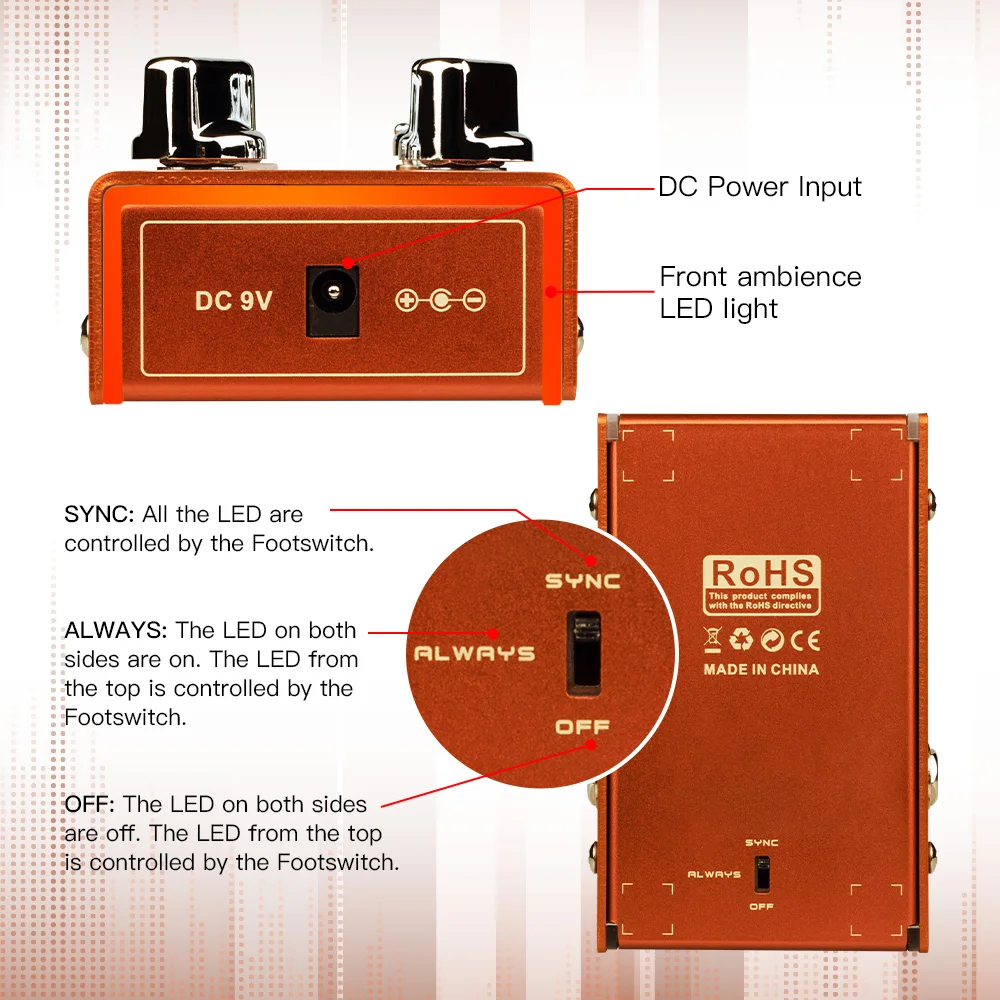 R-04 ZIP AMP Overdrive Pedal Rock Compression Tone with Gain COMP True Bypass Ov