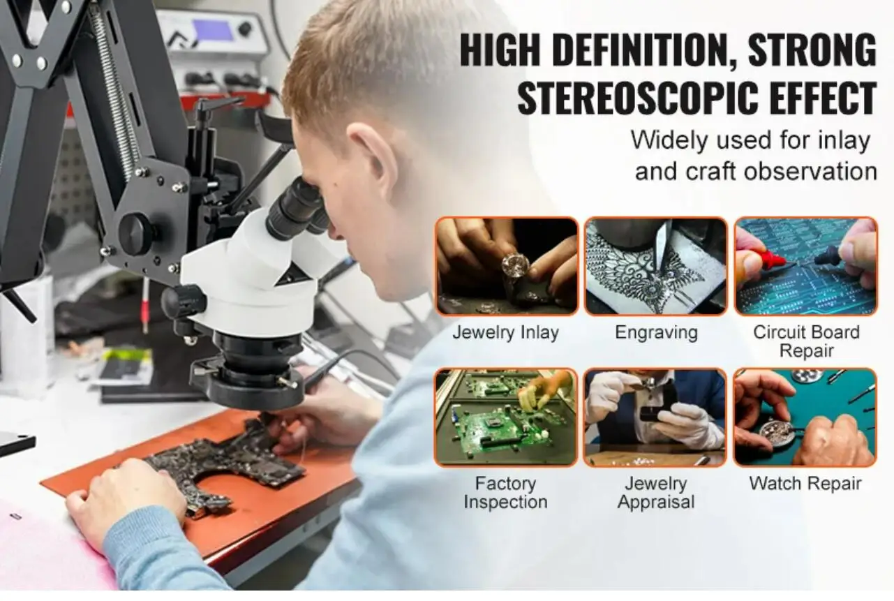 Adjustable Continuous Zoom Stereo Microscope 7X-45X Bench Bracket for Laboratory Jewelry Mobile Phone Repair And Setting Stone