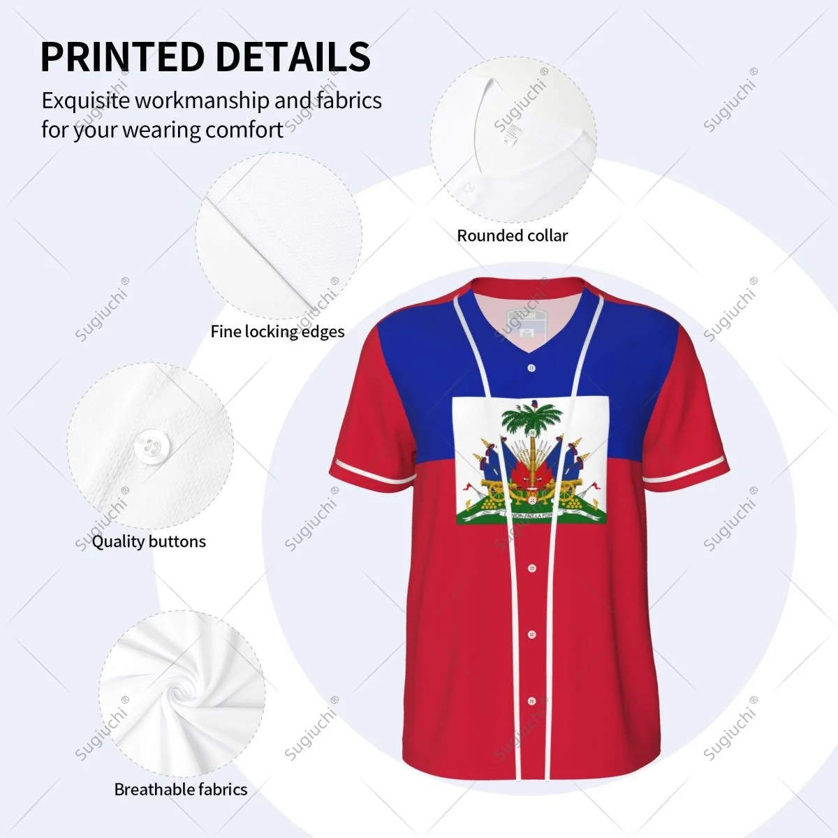 3D Printed Haiti Flag Men Baseball Jerseys Mesh Sports T-shirt Tees Name Nunber