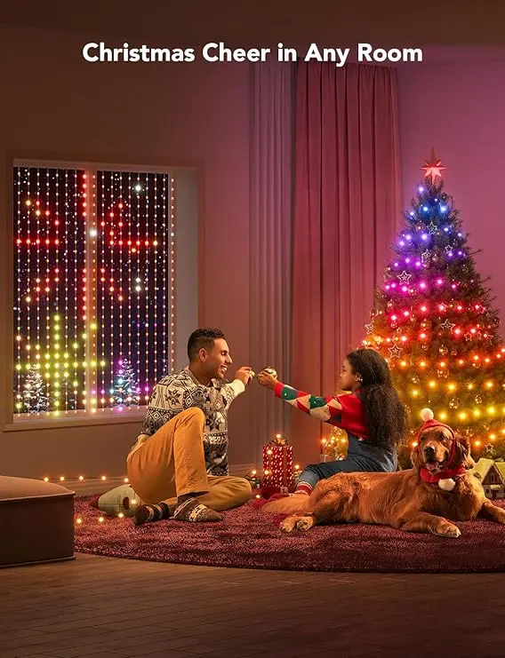 Smart LED Curtain Lights, Color Changing Wall Lights, Dynamic DIY Curtain String Lights for Bedroom Living Room Halloween Decor 4