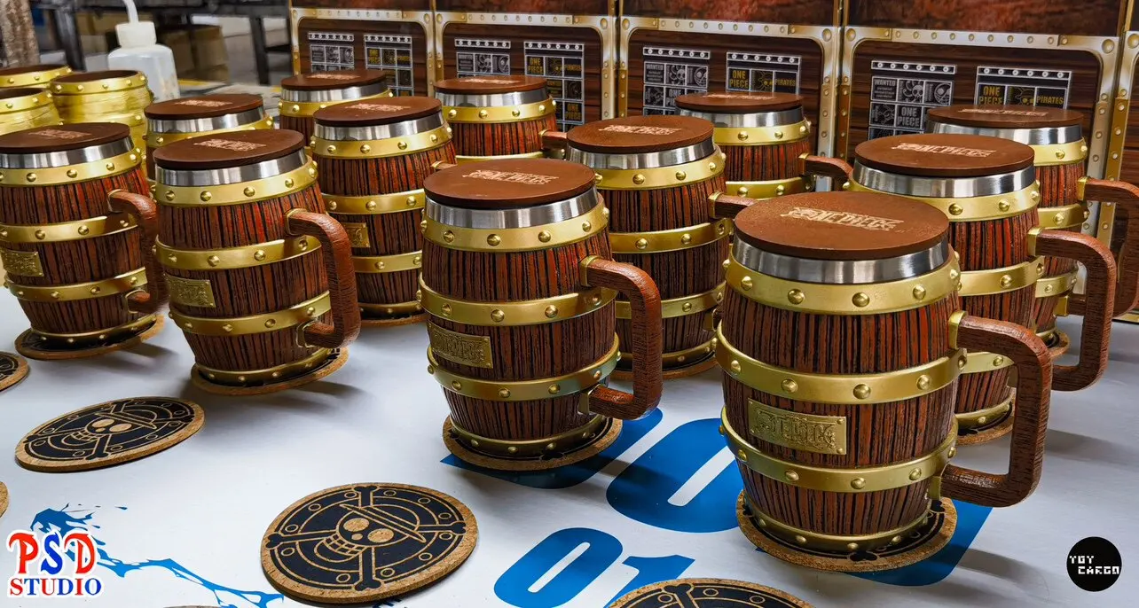 Psd Studio Barrel Beer Mug Gk Statue Collection Wood Grain Stainless Steel Liner Drinking Cup For Toy Cargo Anime Fans Sneakatelier
