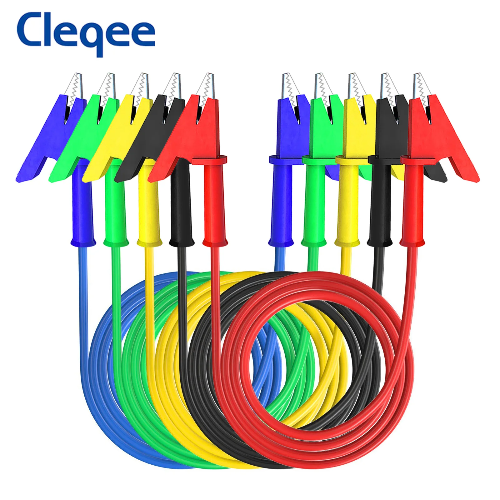 P1024 5pcs Colorful Double-Ended Crocodile Clips Lead Testing Probe Cable Wire 15A 100cm 