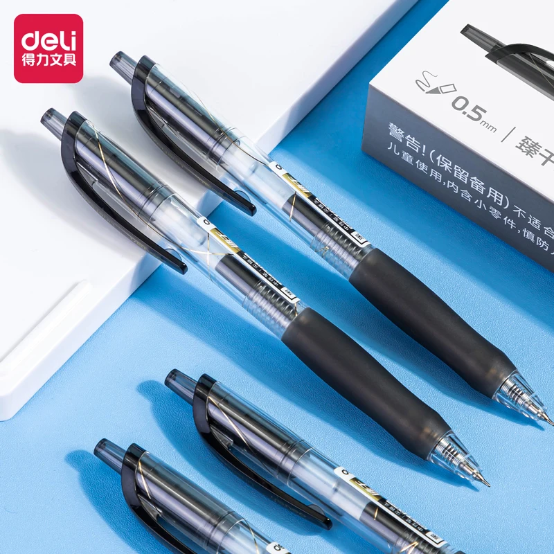 Deli 4pcs 0.5mm Black Ink Quick-drying Gel Pen  Signing Pen High Quality Pen Office Pen Stationery For Writing School Supplies deli 3 6 9pcs harry potter gel pen 0 5mm quick drying black ink high quality writing signature stationery study office supplies