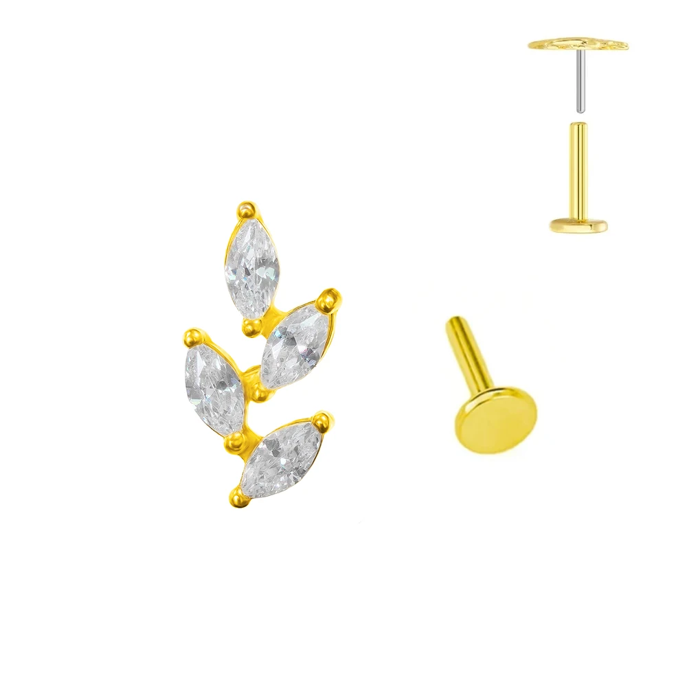 Piercing Jewelry ASTM F136 G23 Titanium Flowers Push In Branch Earring Stud Pendant Threadless Labret Cartilage Body body piercing earrings ear piercing jewelry ear studs metal jewelry body piercing jewelry body jewelry