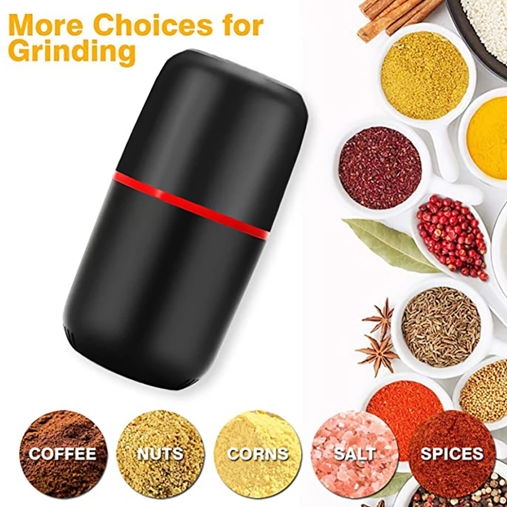 Electric Coffee Grinder Mini Kitchen Salt Pepper Grinder Household Powerful Beans Herbs Spice Nuts Automatic Mill Machine