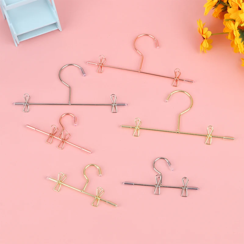 Metal Baby Clothes Pantyhose Clip Small Hanger Cute Mini Plastic Hangers Coat Dress Dolls Accessories for Doll Wardrobe