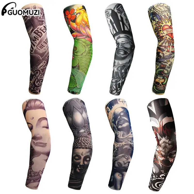 

1pc Outdoor Cycling Sleeves 3D Tattoo Printed Armwarmer UV Protection MTB Bike Bicycle Sleeves Arm Protection Fishing Sleeves