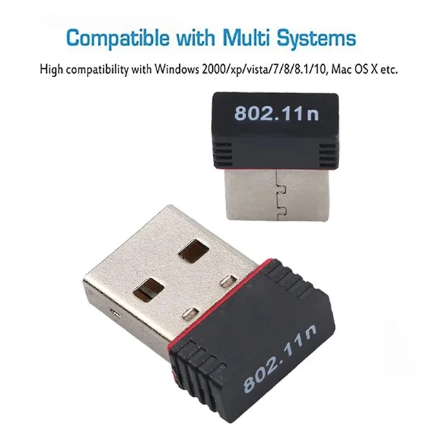 USB WiFi Adapter 2.4G 150Mbps 802.11b/g/nAX No Driver Needed 2