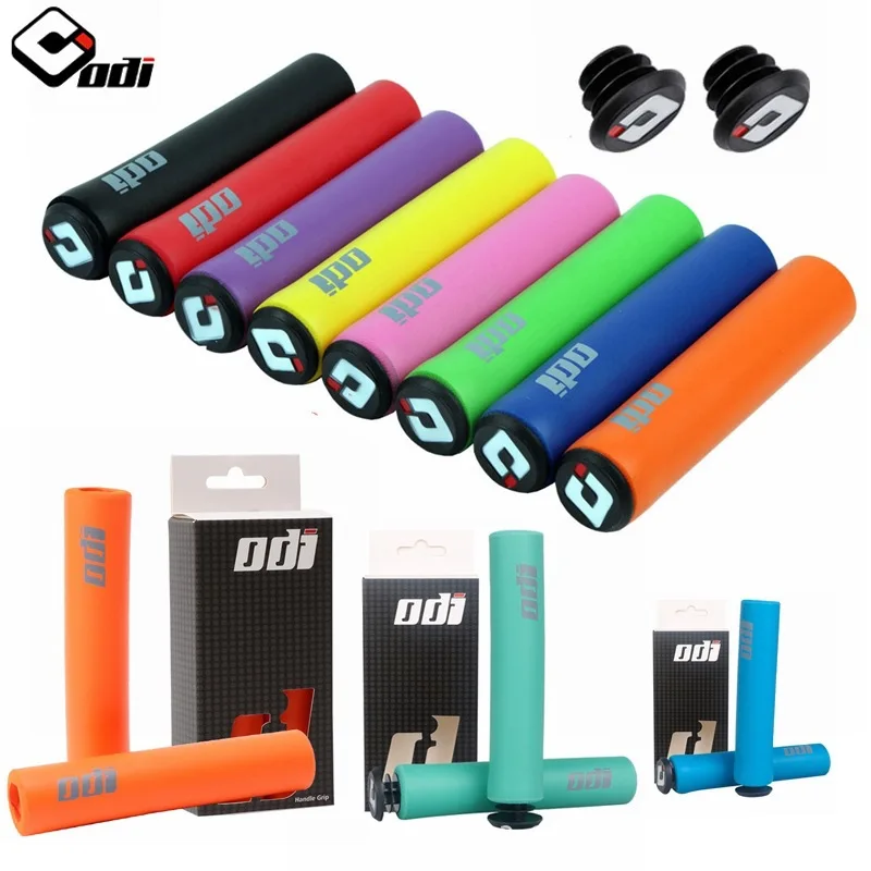 Bike Handle Grips 1 Pair Odi MTB Bike Grips Silicone Bicycle Grips Folding Bike Cover Ultralight Anti Slip Foaming Cuffs With Plug Cycling Parts