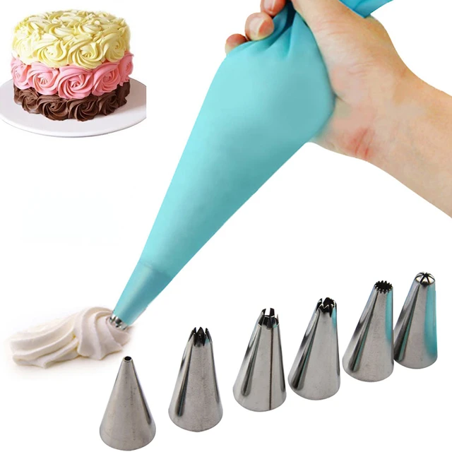 Embouts de poche de glaçage réutilisables en silicone pour crème, outils de  décoration de gâteaux, 6