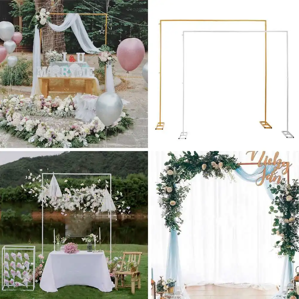 2x2M Wedding Arch Door Square Metal Flower Rack with Bases Background Decorative Frame for Wedding Party