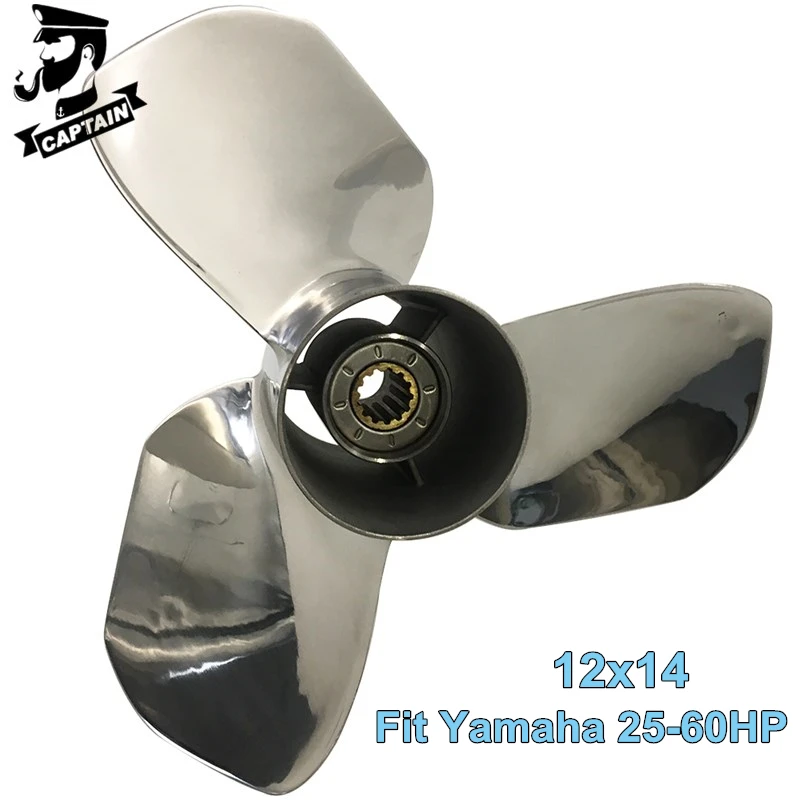 Captain Boat Propeller 12x14 Fit Yamaha Outboard 30HP 50HP 40HP 60HP 13 Tooth Spline Stainless Steel винт лодочного мотора чехол лодочного мотора навесной suzuki df a 70 80 90 четырехтактный