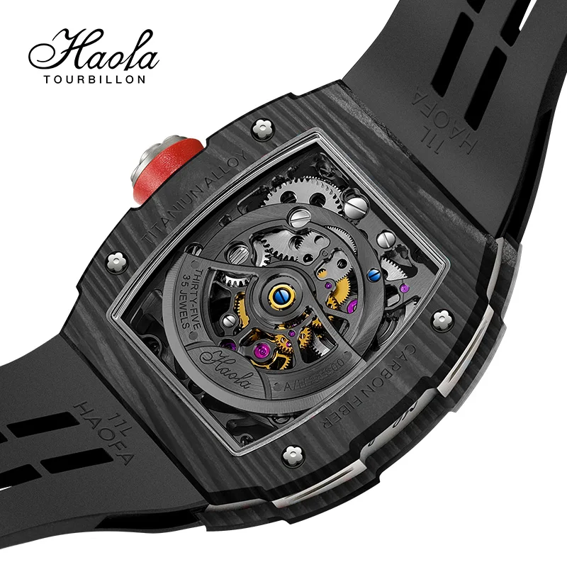 Haofa Tourbillon Watch for Men Double-sided Carbon Fiber