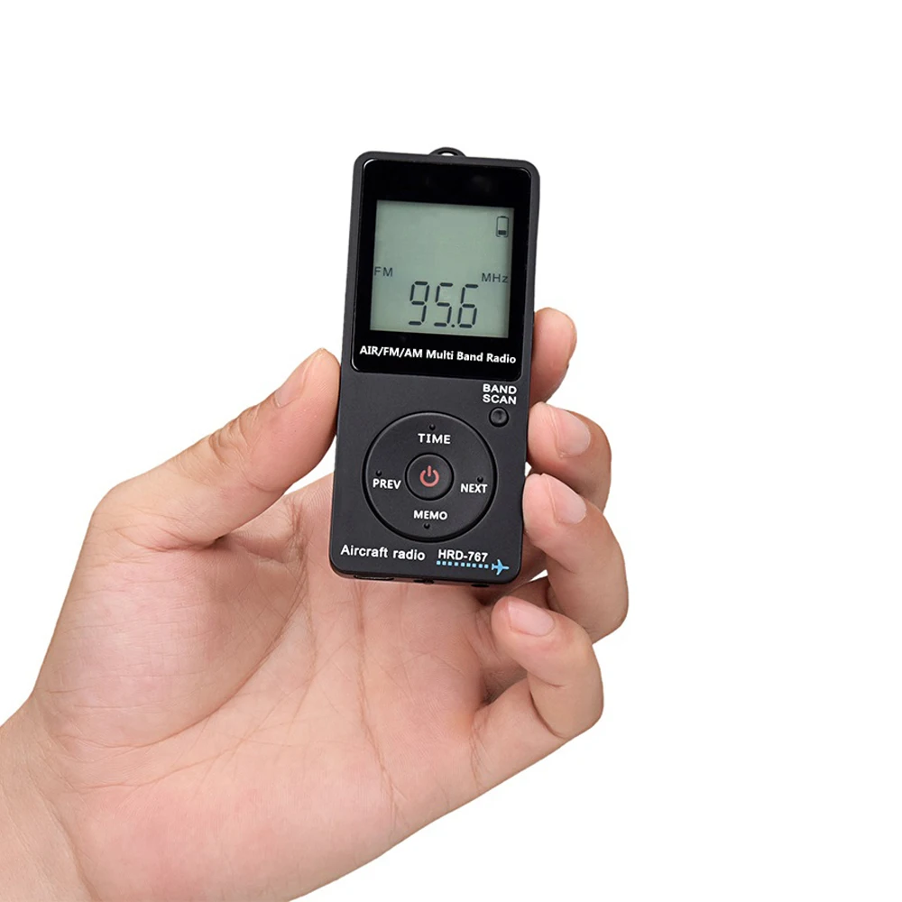 New HRD-767 Mini Pocket Radio Aircraft Band Receiver Portable Radios LCD Display Lock Button FM/AM/AIR Radio with Earphone