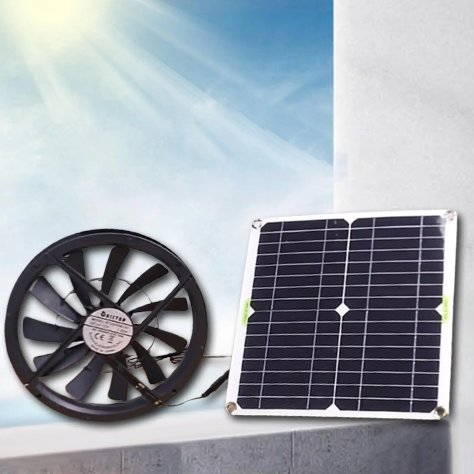 100W5V Solar Exhaust Fan Air Extractor 10 Inch Mini Ventilator Solar Panel  Powered Fan for Dog Chicken House Greenhouse RV - AliExpress