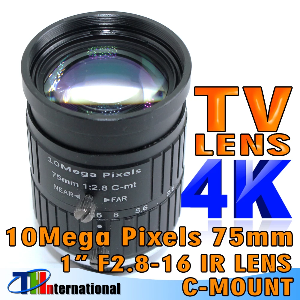 10Mega Pixel 75mm Lens C Mount Lens Manual Iris Manual Focus 1:2.8-16 Aperture 1