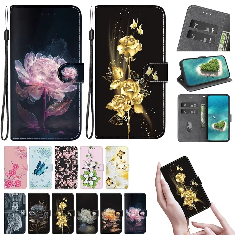 Stylish Stand Flip Wallet Case with Painted Pattern
