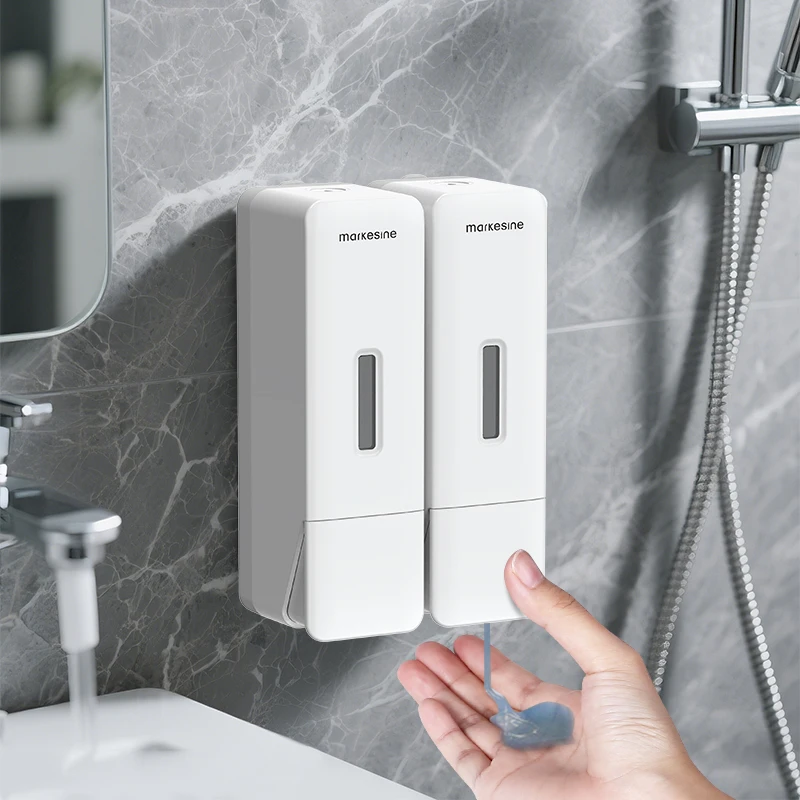 เครื่องจ่ายสบู่แบบติดผนัง ไม่ต้องเจาะ สำหรับโรงแรม ห้องน้ำ แชมพู เจลอาบน้ำ ครัว ขวดกดสบู่ล้างมือ 1