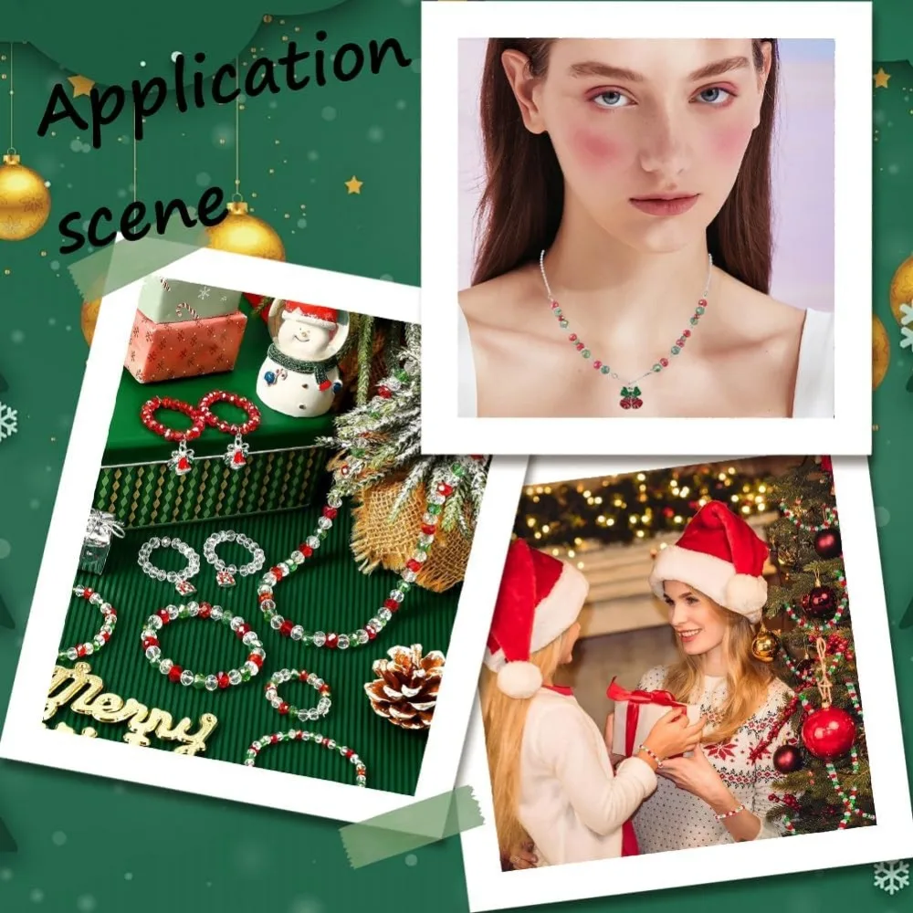 1000PCS Christmas Crystal Beads - Red Green White AB Glass Beads For Jewelry Making