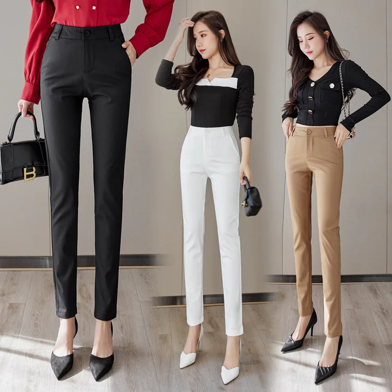 Formal Black Pants Women Office Lady Style Work Wear Summer Thin High Quality Trousers Chiffon Pant Female Business Design XS-2X