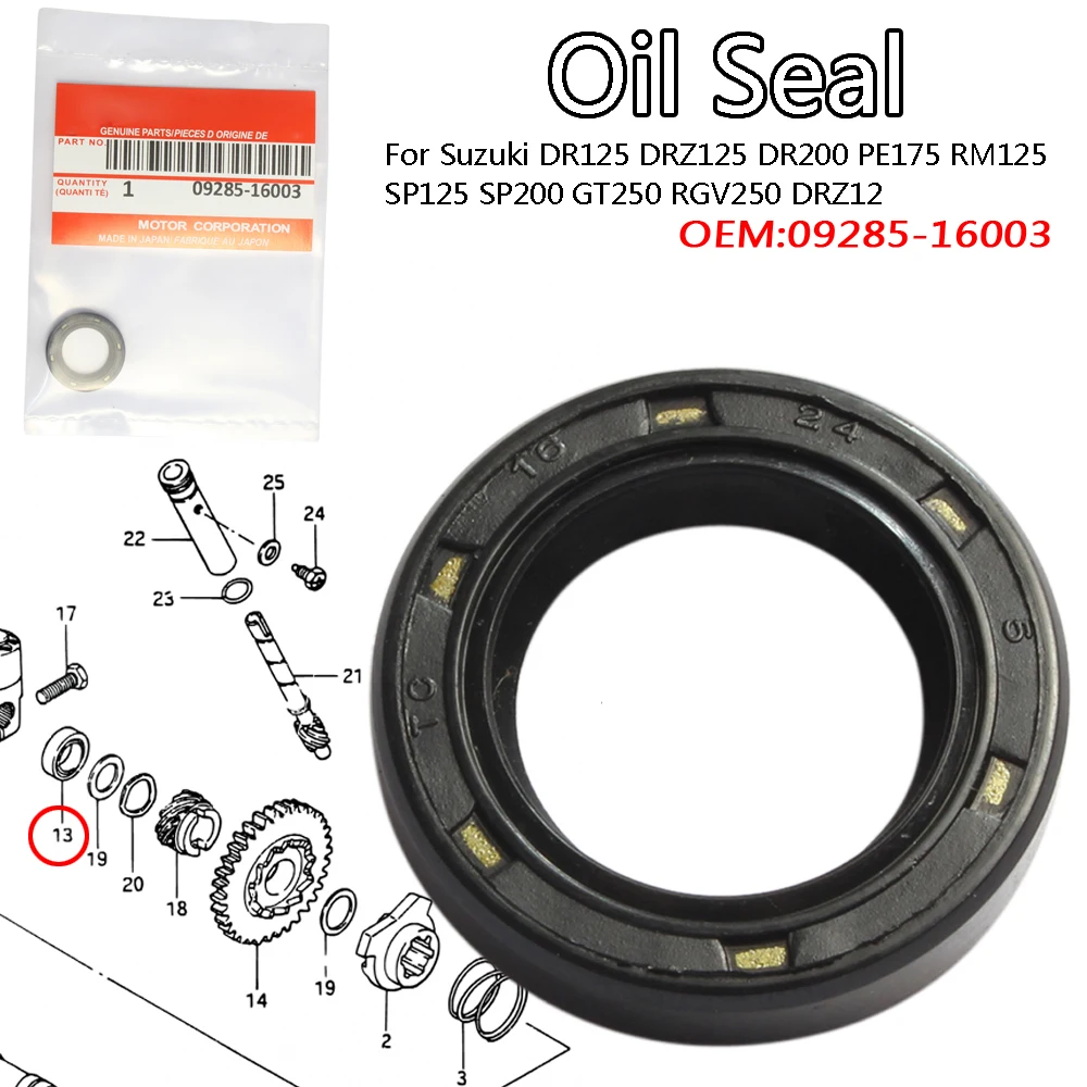 

Kick Start Oil Seal For Suzuki DR125 DRZ125 DR200 PE175 RM125 SP125 SP200 GT250 RGV250 DRZ125