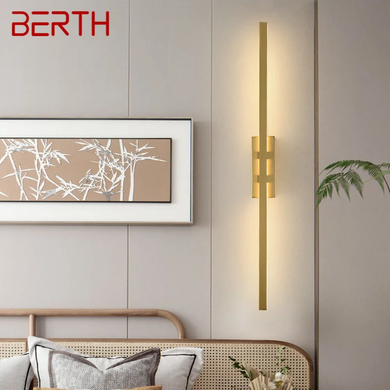 

BERTH Modern Brass Wall Lamp LED 3 Colors Vintage Creative Sconce Light for Home Hotel Living Room Decor