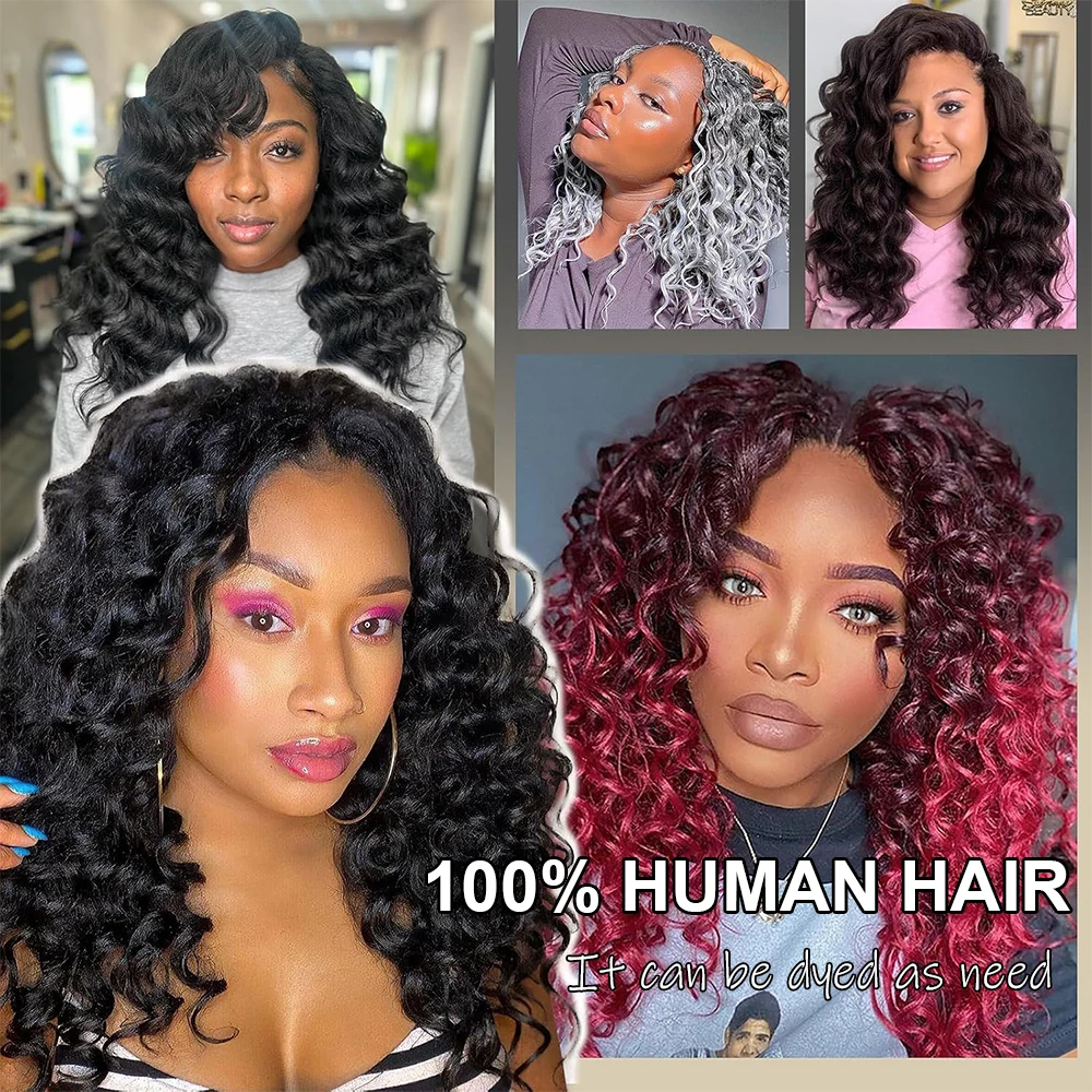 Ocean Wave Miracle Knots Crochet Human Hair Pre-Separated Feathered Human Crochet Hair 60g/pcs Burmese Curly Human Hair Bundles 5