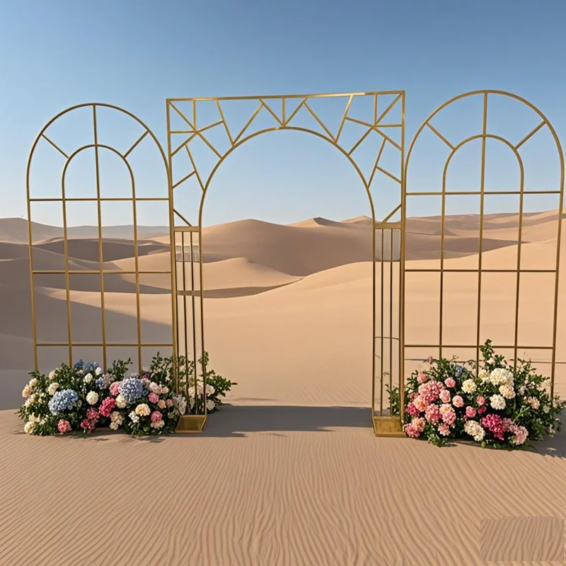 Large Party Decoration Metal Dome And Square Top Arch Prop Forest Wedding Scene Background Screen Birthday Stage Outdoor Decor