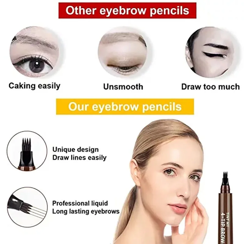 5 ألوان Microblading قلم الحواجب مقاوم للماء قلم الحواجب السائل طويل الأمد قلم الحواجب 4 مرهم قلم الحواجب مستحضرات التجميل 3