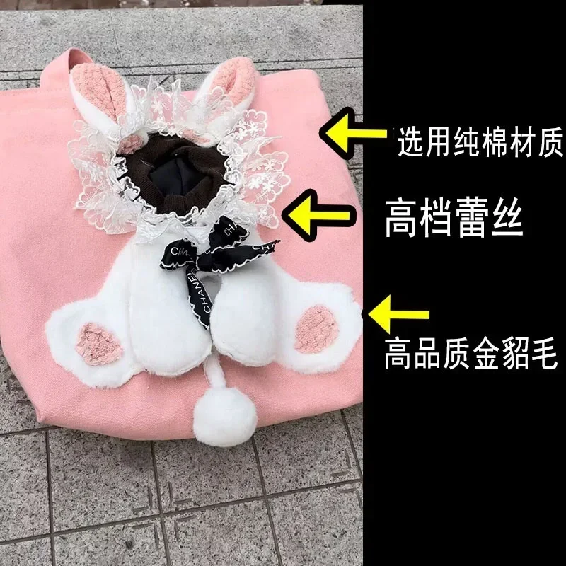 Pet Outdoor Carriers Cat Dogs Puppy Canvas Bag Cute Design High-End Puppy Carrier Seat Cushion Inside Pet Traveling Bag
