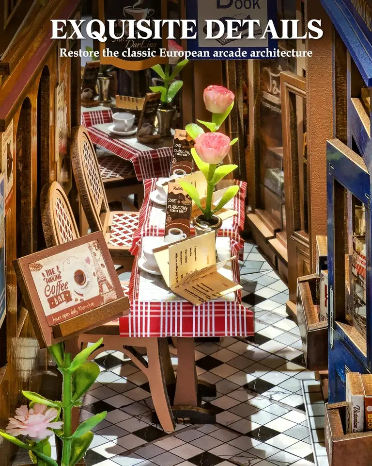 DIY Wooden Booknook Miniature Dollhouse Decor Kit