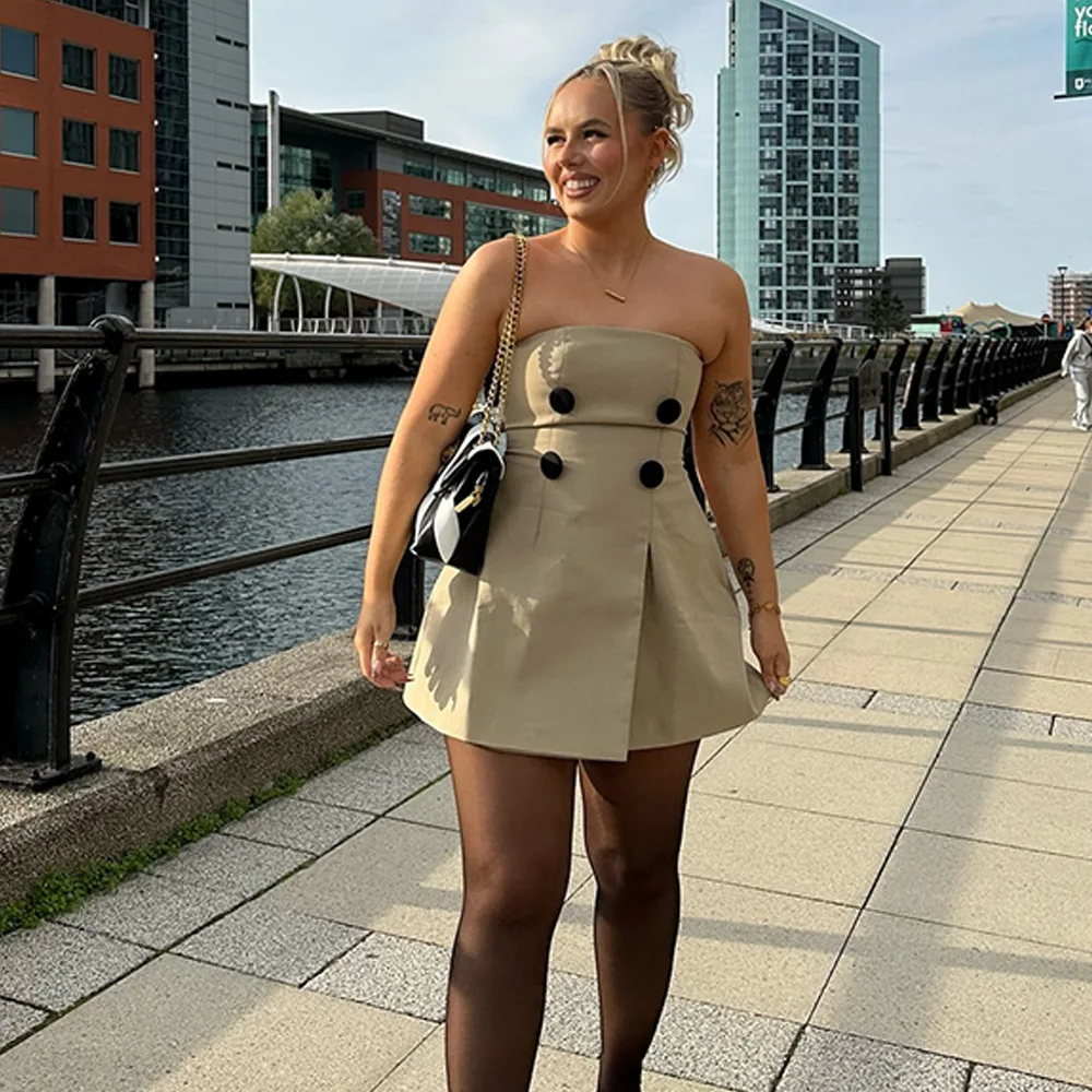 Sexy Strapless Skirt Tight Women Dress 2025 Autumn / Winter New Female Off Shoulder A-line Dress Bodycon Street Clothing