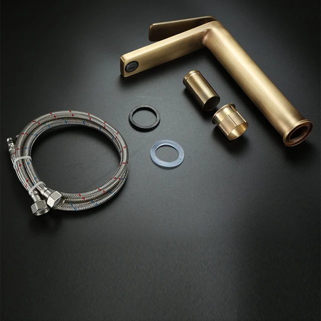 ก๊อกน้ำทองเหลืองสไตล์วินเทจแบบฝรั่งเศส หรูหรา สำหรับอ่างล้างหน้า ก๊อกน้ำร้อน-น้ำเย็นแบบรูเดียว สำหรับตู้ห้องน้ำ 4