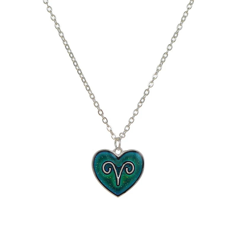 Ciondolo che cambia colore dell'umore, collana di pietra del senso rotondo dell'argento, collana dell'umore, colore della collana dell'umore della temperatura, argento sterling 925k - Italia
