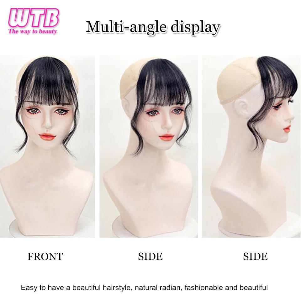 Synthetic Air Bangs Clips In Hair For Women Covering The Hairline Daily Wear Traceless Heat Resistant French bangs W