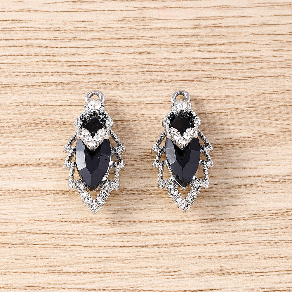 Tusember 10 Stück 13 x 26 mm bunte CZ-Kristall-Blatt-Anhänger für handgefertigte feine Halsketten, Ohrringe, Schmuckherstellung, Zubehör – Detail 6