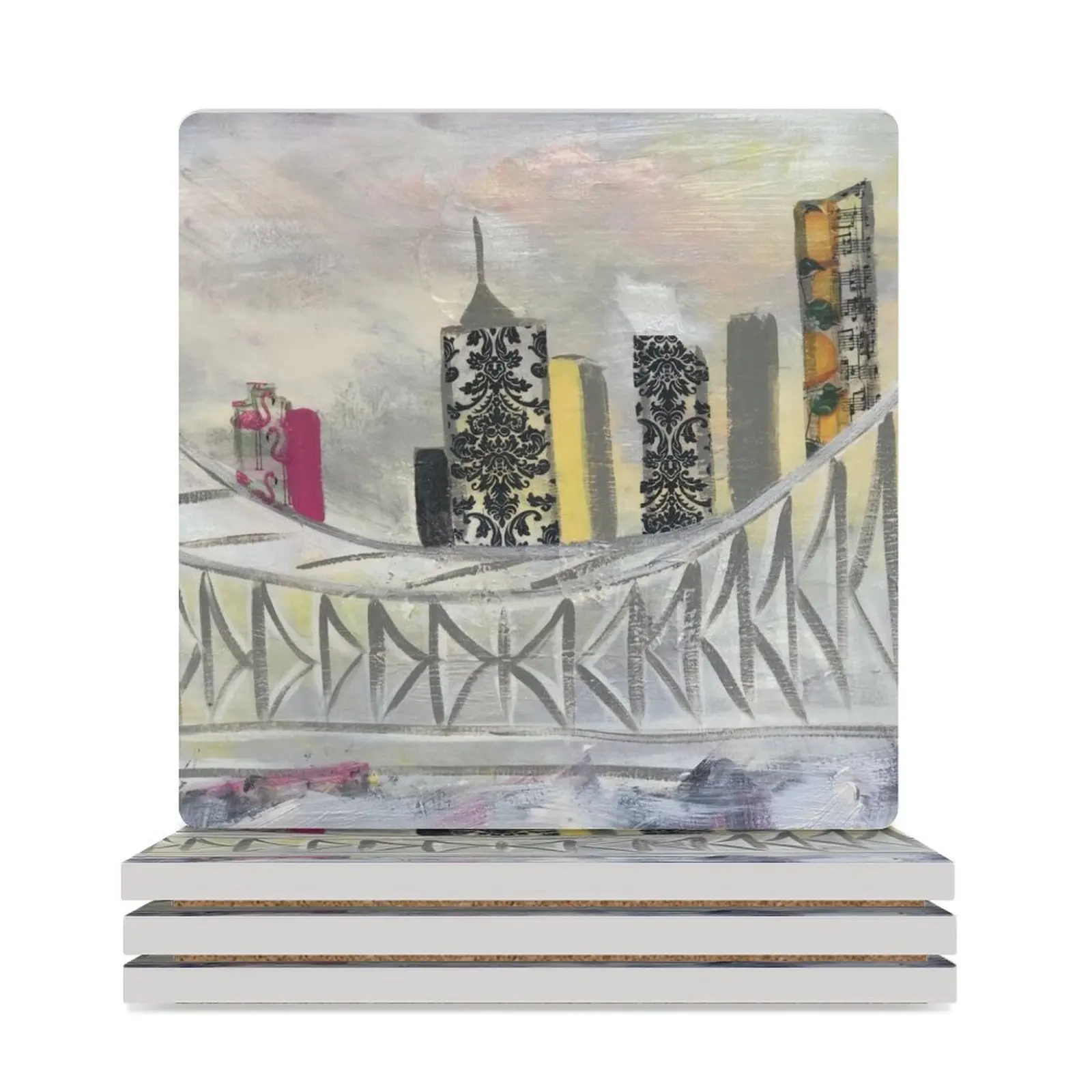 

Brisbane City Ceramic Coasters (Square) funny cup pads set cute Coasters